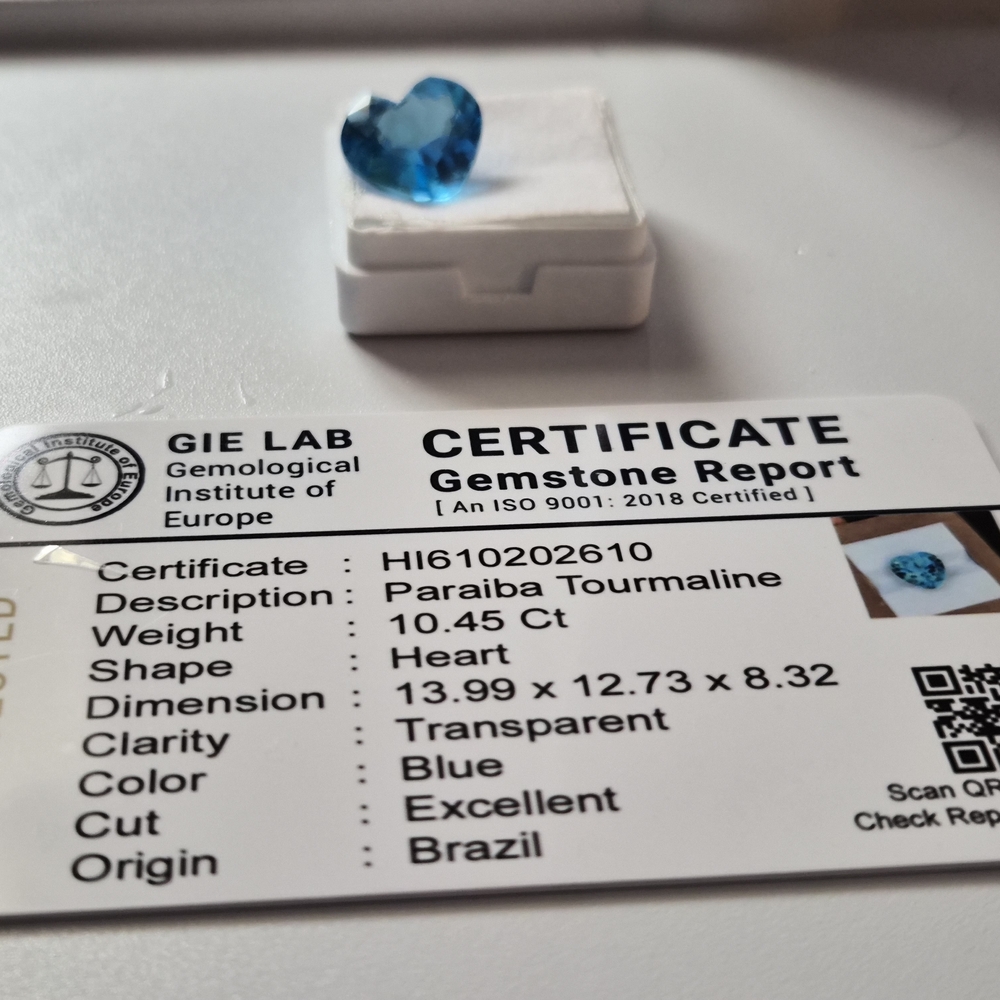 Natural Rare Neon Blue Paraiba Tourmaline Heart Cut VS 10.45ctw Stunning!!